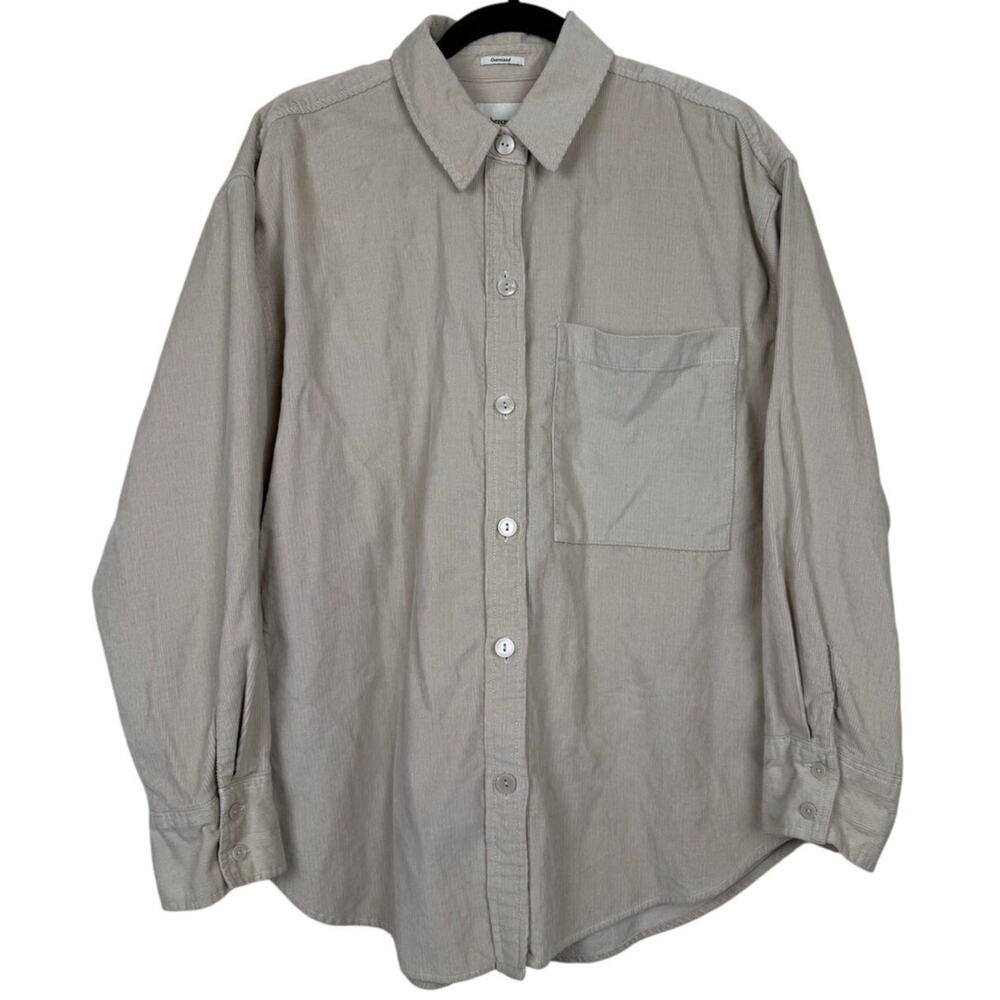 Abercrombie & Fitch 100% Cotton Taupe Ribbed Corduroy Oversized ButtonDown Top-M